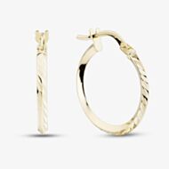 9ct Yellow Gold Extra Small Patterned Hoop Earrings OR91521/15