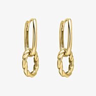Gold Classic 9ct Yellow Gold Rope Twist Double Drop Hoop Earrings GE2539