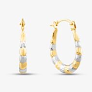 9ct Gold Two Colour Groove Creole Earrings 2.53.3889