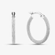 9ct White Gold Beaded Twist Hoop Earrings GER77-W
