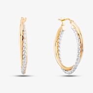 9ct Two Colour Gold Double Hoop Earrings ER947