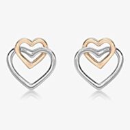 9ct Two Colour Linked Heart Stud Earrings 2.55.8629