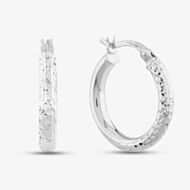 9ct White Gold Diamond-cut Creole Earrings 5.51.1902