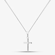 Silver Small Plain Cross and Chain SCS20