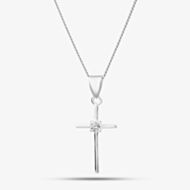 Sterling Silver Cubic Zirconia Fine Cross Pendant Necklace 8.64.1974