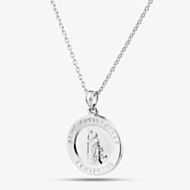 Fashionista Silver Sterling Silver Round St. Christopher Pendant SJR1013xCH18R1