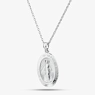 Fashionista Silver Sterling Silver Oval St. Mary Pendant SJR1023xCH18R1
