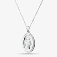 Fashionista Silver Sterling Silver Oval St. Christopher Pendant SJR1015xCH18R1