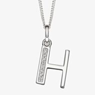 Sterling Silver Cubic Zirconia Initial "H" Pendant Necklace P4730CH