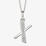 Sterling Silver Cubic Zirconia Initial "X" Pendant Necklace P4746CX