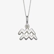 Sterling Silver Aquarius Zodiac Sign Pendant Necklace P4998