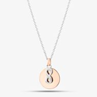 Sterling Silver Two Tone Disc & Infinity Necklace 2THB009406