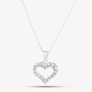 Sterling Silver Open Heart Crystal Pendant 8.62.8584