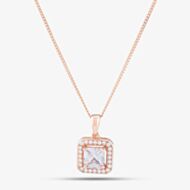 Sterling Silver Rose Gold Crystal Halo Pendant 8.68.4084