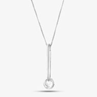 Sterling Silver Cubic Zirconia Bar and Open Circle Necklace PP04051CZ