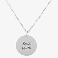 Silver Classic Best Mum Disc Pendant Necklace THB001604