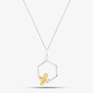 Sterling Silver Two-Tone Honeycomb & Bee Necklace P4839 N2326