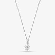 Sterling Silver Cubic Zirconia Flower Cluster Necklace 3060.8.13.0034