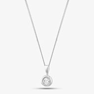 Sterling Silver Medium Cubic Zirconia Single Stone Necklace 3121.8.13.0034