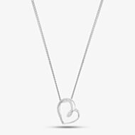 Sterling Silver Cubic Zirconia Open Swirl Heart Necklace 247/298 8.13.0034