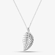 Silver Plain Leaf Pendant Necklace SPC0306A
