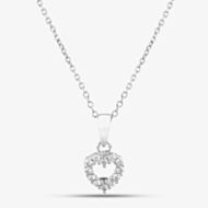 Silver Cubic Zirconia Open Heart Pendant Necklace SP00179A