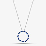 Sterling Silver Blue Cubic Zirconia Circle Pendant Necklace S6673