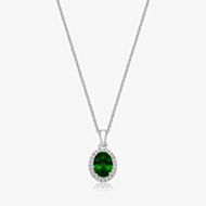 Sterling Silver Green Cubic Zirconia Oval Pendant Necklace SPG0025EM