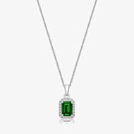 Sterling Silver Emerald Cut Green Cubic Zirconia Pendant Necklace SPG0027EM