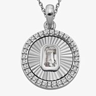 Unique Sterling Silver Cubic Zirconia Medallion Pendant Necklace MK-1042