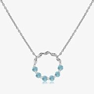 Unique Sterling Silver Blue Topaz Open Circle Pendant Necklace MK-1055BT