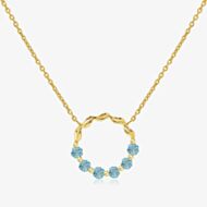 Unique Gold Plated Blue Topaz Open Circle Pendant Necklace MK-1056BT