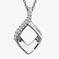 Unique Sterling Silver Cubic Zirconia Diamond Shape Pendant Necklace MK-1001