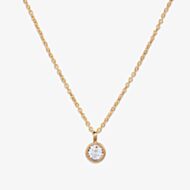 Unique Gold Plated Round Cubic Zirconia Pendant Necklace MK-898GO