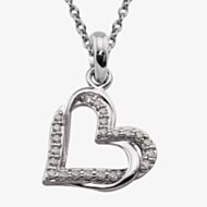Unique Sterling Silver Double Heart Cubic Zirconia Pendant Necklace MK-954