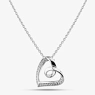 Fashionista Silver Sterling Silver Cubic Zirconia Twisted Heart Pendant MK-1078