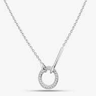 Fashionista Silver Sterling Silver Cubic Zirconia Hook Line Pendant MK-1073