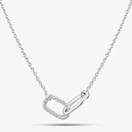 Fashionista Silver Sterling Silver Cubic Zirconia Linked Oval Pendant MK-1080