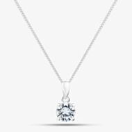Fashionista Silver Silver 6mm Round Cut Cubic Zirconia Pendant PRD6 N2326 (BK)
