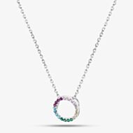Fashionista Silver Sterling Silver Multi Coloured Cubic Zirconia Circle Pendant AP9602ENN-AQZ-YEZ-PZ-RSY/R