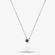 Fashionista Silver Sterling Silver Freshwater Pearl & Black Cubic Zirconia Pendant AP13973BKZ-WFM/R