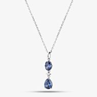 Fashionista Silver Sterling Silver Multi Cut Blue Cubic Zirconia Drop Pendant AP13511Z-TNZ/R