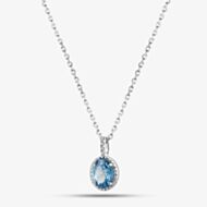 Fashionista Silver Sterling Silver Oval Cut Blue Cubic Zirconia Pendant AP15394Z-BSY/R