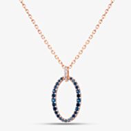 Fashionista Gold Rose Gold Tone Plated Sterling Silver Blue Cubic Zirconia Oval Pendant AP16220Z-BSNN/P