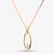 Yellow Gold Tone Plated Sterling Silver Freshwater Pearl Oval Pendant AP14295WFM/G
