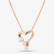 Fashionista Gold Rose Gold Tone Plated Sterling Silver Freshwater Pearl Heart Pendant 05S2AZP634607