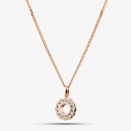 Fashionista Gold Rose Gold Tone Plated Sterling Silver Cubic Zirconia Open Flower Pendant 05S2AZP649307