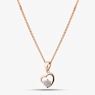 Fashionista Gold Rose Gold Tone Plated Sterling Silver Open Heart & Cubic Zirconia Flower Pendant 05S2AZP607908