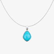 Fashionista Silver Sterling Silver Bezel Set Blue Magnesite Pendant P5649T N2326
