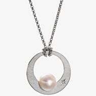 Eva Strepp Alma Silver & Freshwater Pearl Open Circle Necklace ALMA FRESHWATER